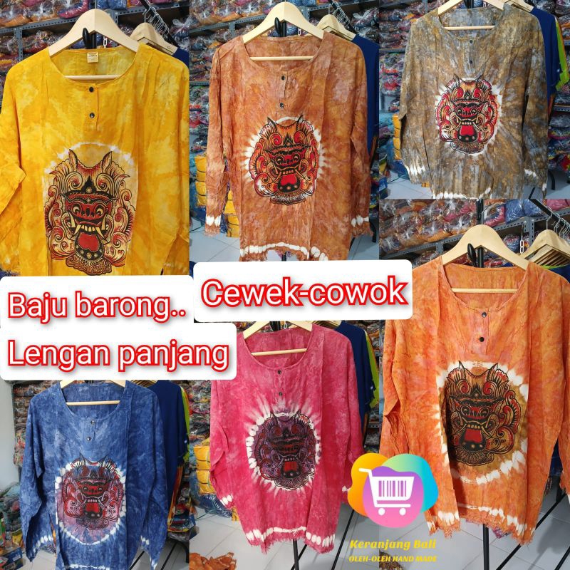 Kaos barong bali lengan panjang jumbo Atasan baju Bali barong lengan panjang Baju barong lengan panj