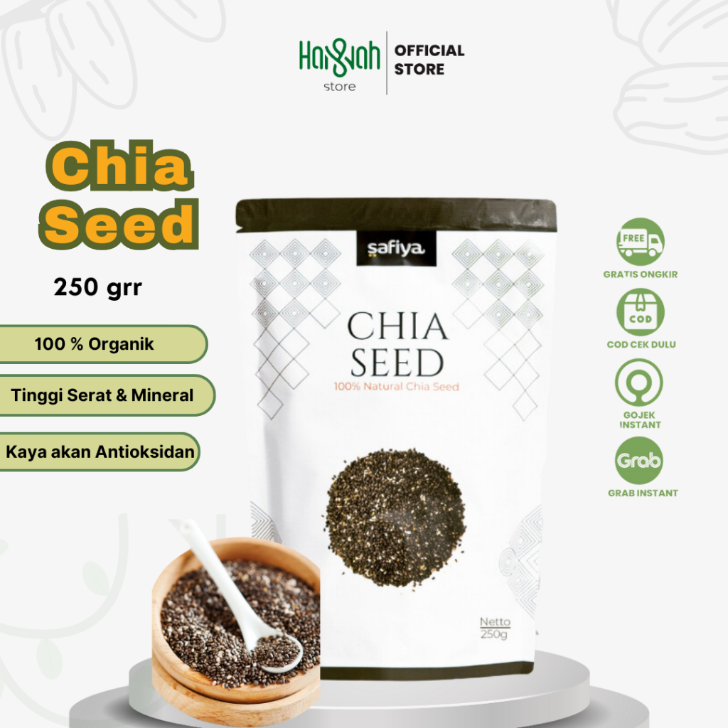 

Ogranik Chiaseeds 250 gr Safiya - Biji Chia seed Hitam Organik Premium Mexico