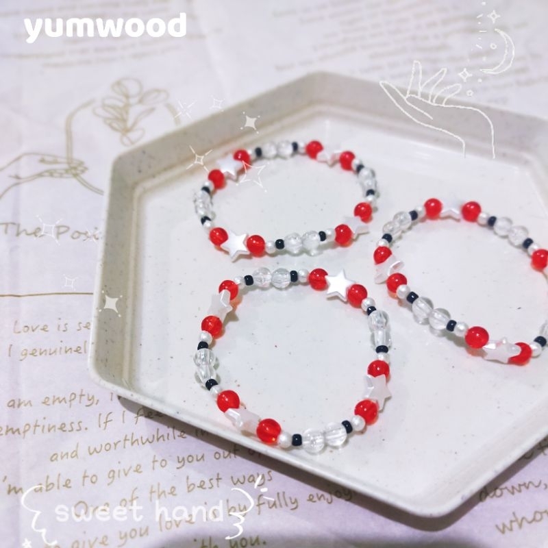 gelang merah putih hitam | gelang manik | gelang imut | gelang keren