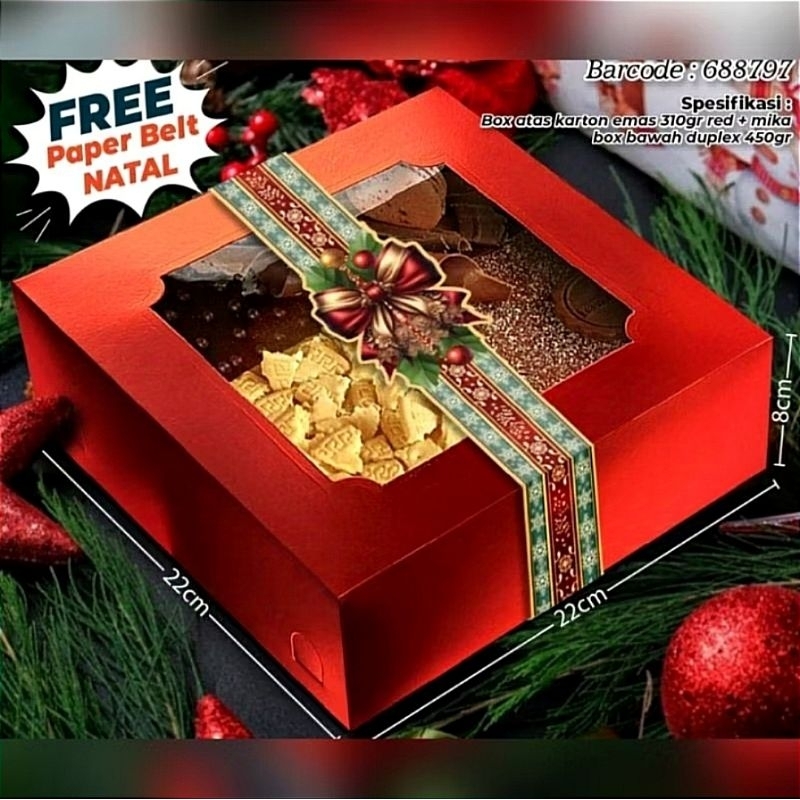 

Christmas Red Cake Box Kue Dus Kue Natal