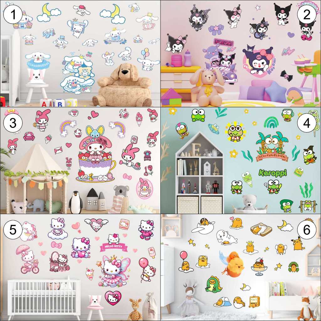 Terlaris Wall Sticker Sanrio Cartoon Stiker Dinding Wallsticker Siap Kirim