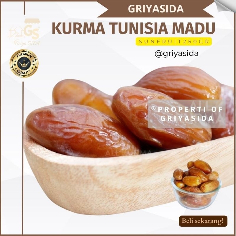 

Kurma Tunisia palm mecca palmfrutt Sunfrutt 250 gr per pack harga grosir PROMO!