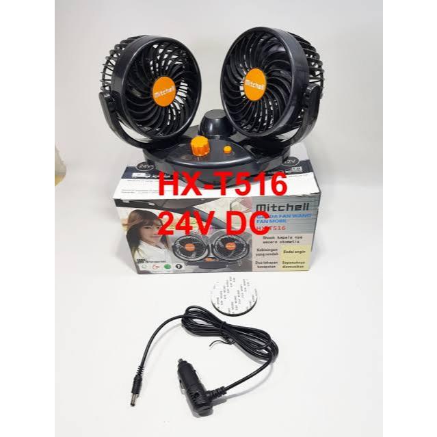 Kipas Angin Mobil DC Ukuran Jumbo 5inch Swing Kanan-kiri Mitchell Kipas Angin DC 12V 24V HX-T515/516