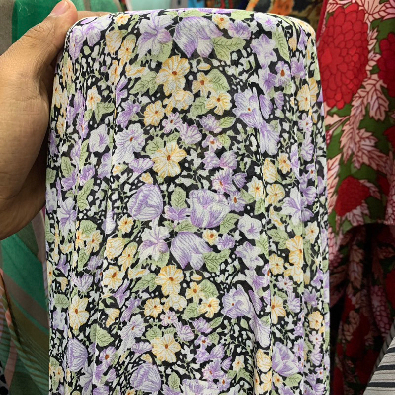 kain sifon motif - kain chiffon korea - kain ceruty motif - kain ceruti import motif bunga kecil