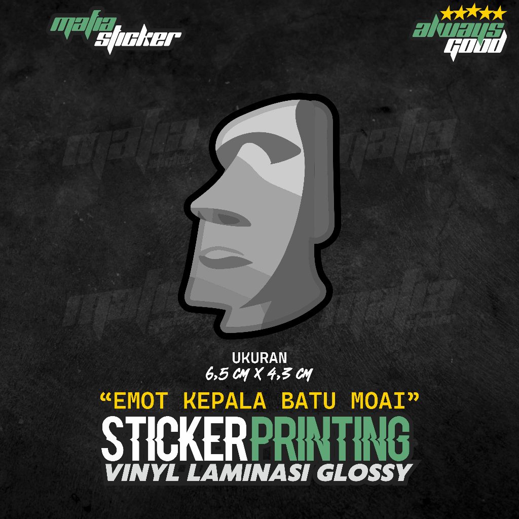 STICKER/STIKER PRINT EMOT BATU EMOJI KEPALA BATU MOAI