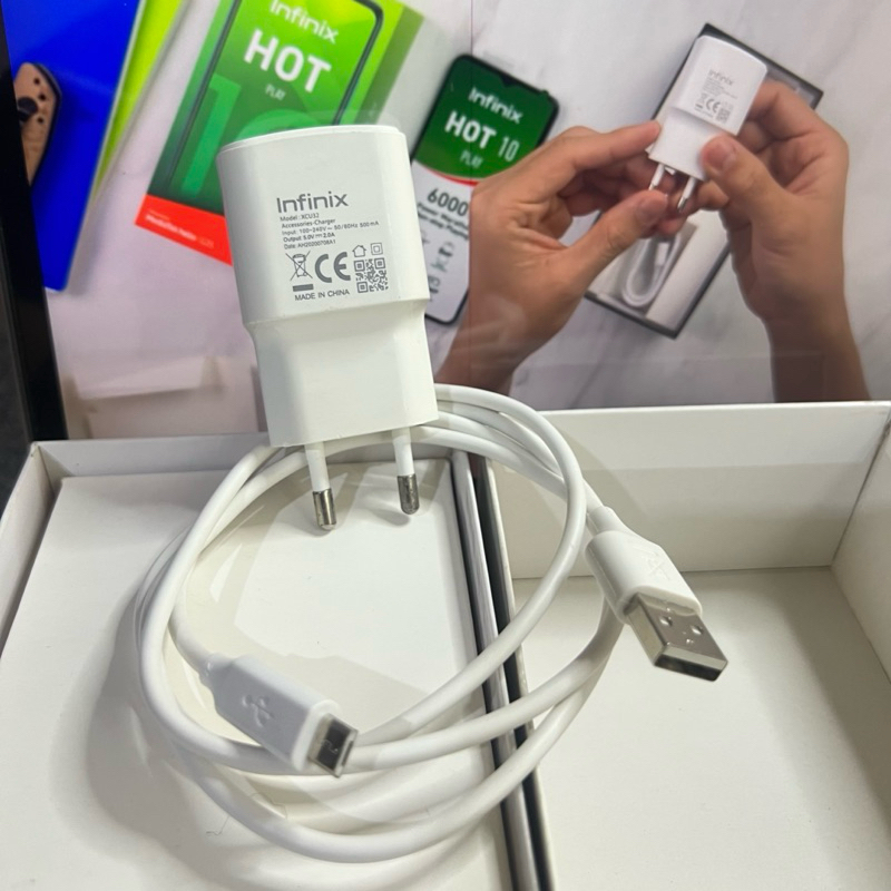 Charger Original Infinix Hot 10 Play Bawaan Hp 10 Watt Mikro Usb