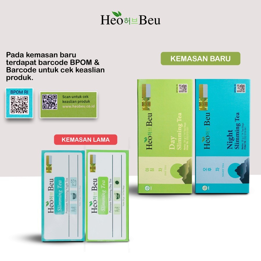 

Heo Beu Slimming Tea Korea | Pelangsing Korea | 1 paket ( Siang dan Malam)
