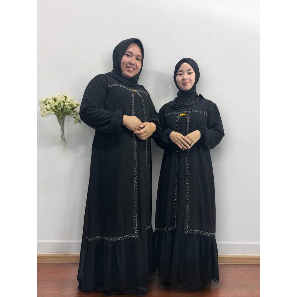 Gamis Couple Ibu Anak Perempuan Mewah Fateena Dress Ceruty Swarovsky baju kondangan wanita kekinian