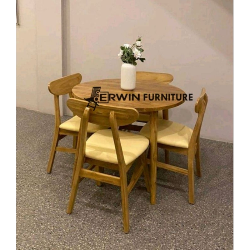 PROMO SET  meja makan cafe ropan meja bulat - meja makan cafe ropan jok- meja makan terlaris