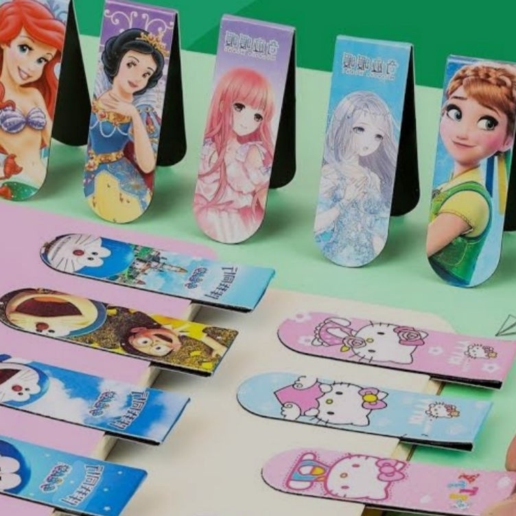 

Paket Diskon 1 Lembar pembatas buku magnet karakter isi 2 pcs