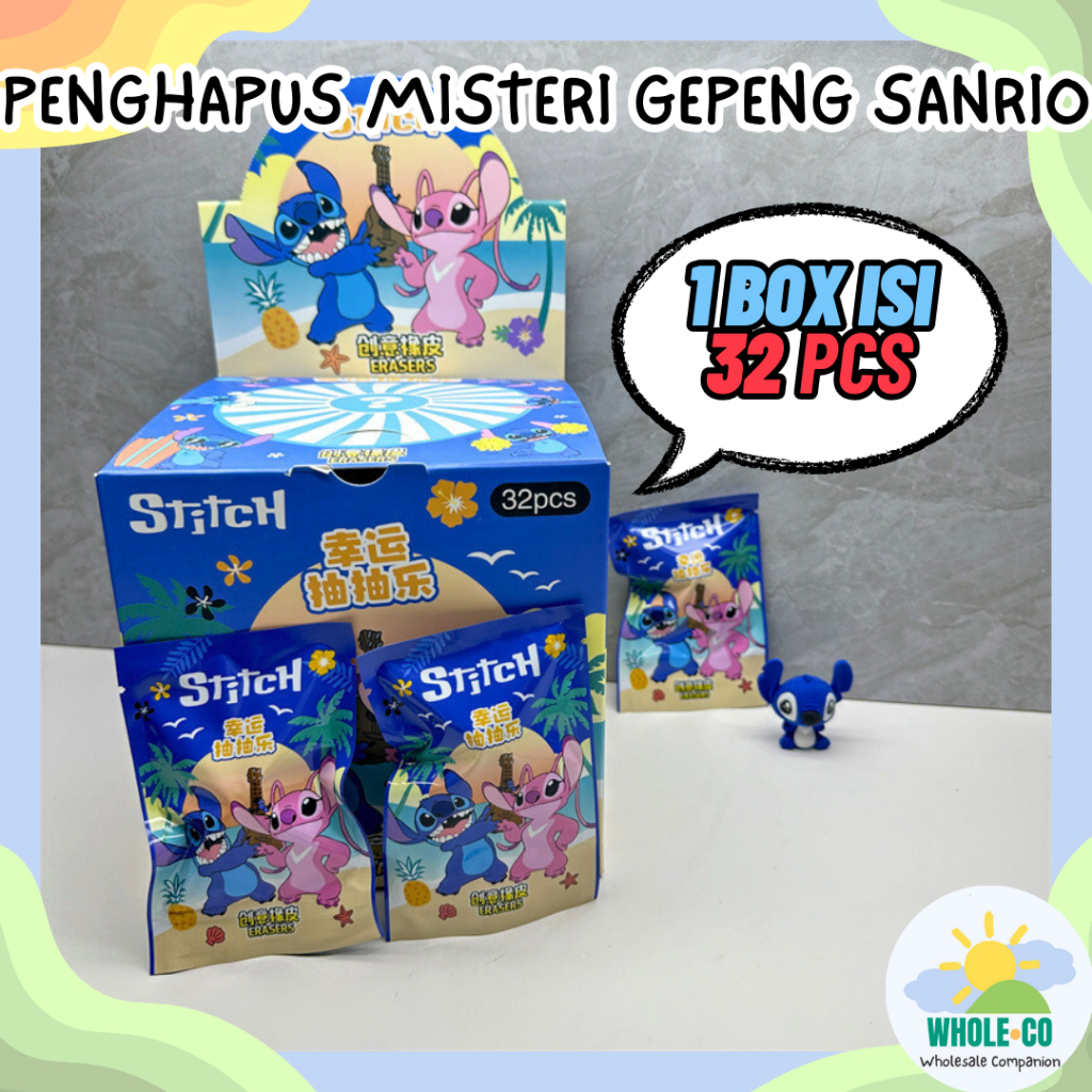 

(1 Box Isi 32 Pcs) Penghapus Misteri Paket Stitch Premium Karakter Lilo & Stitch Angel Lucu Unik Imut Termurah Grosir Cod