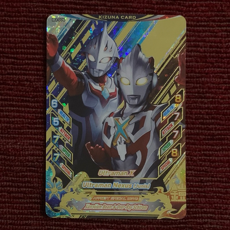 Kizuna Card Ultraman X dan Ultraman Nexus Junis B3-076 Kartu Ultraman Fusion Fight R/B Versi 3