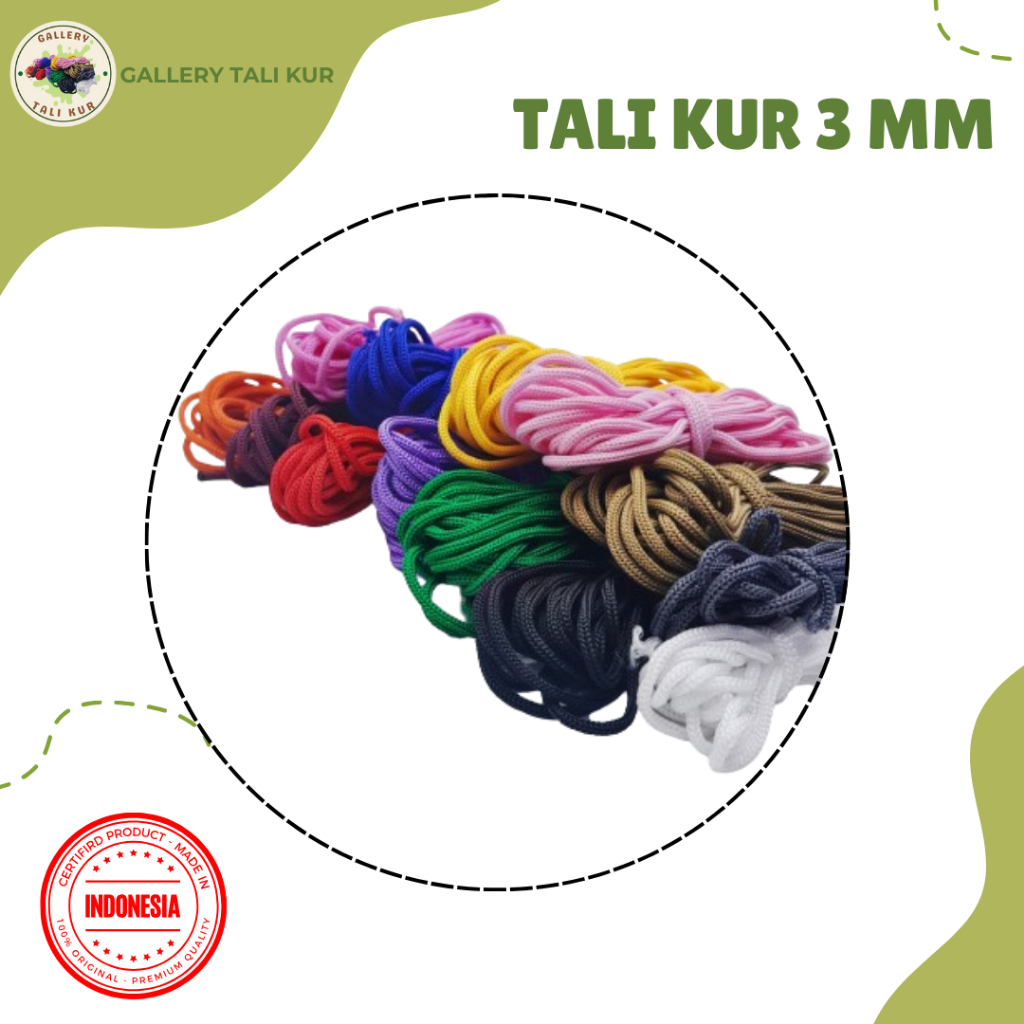

Tali Kur PP 3 mm isi 900 gram/pack | Talikur Tali Koor Warna Warni
