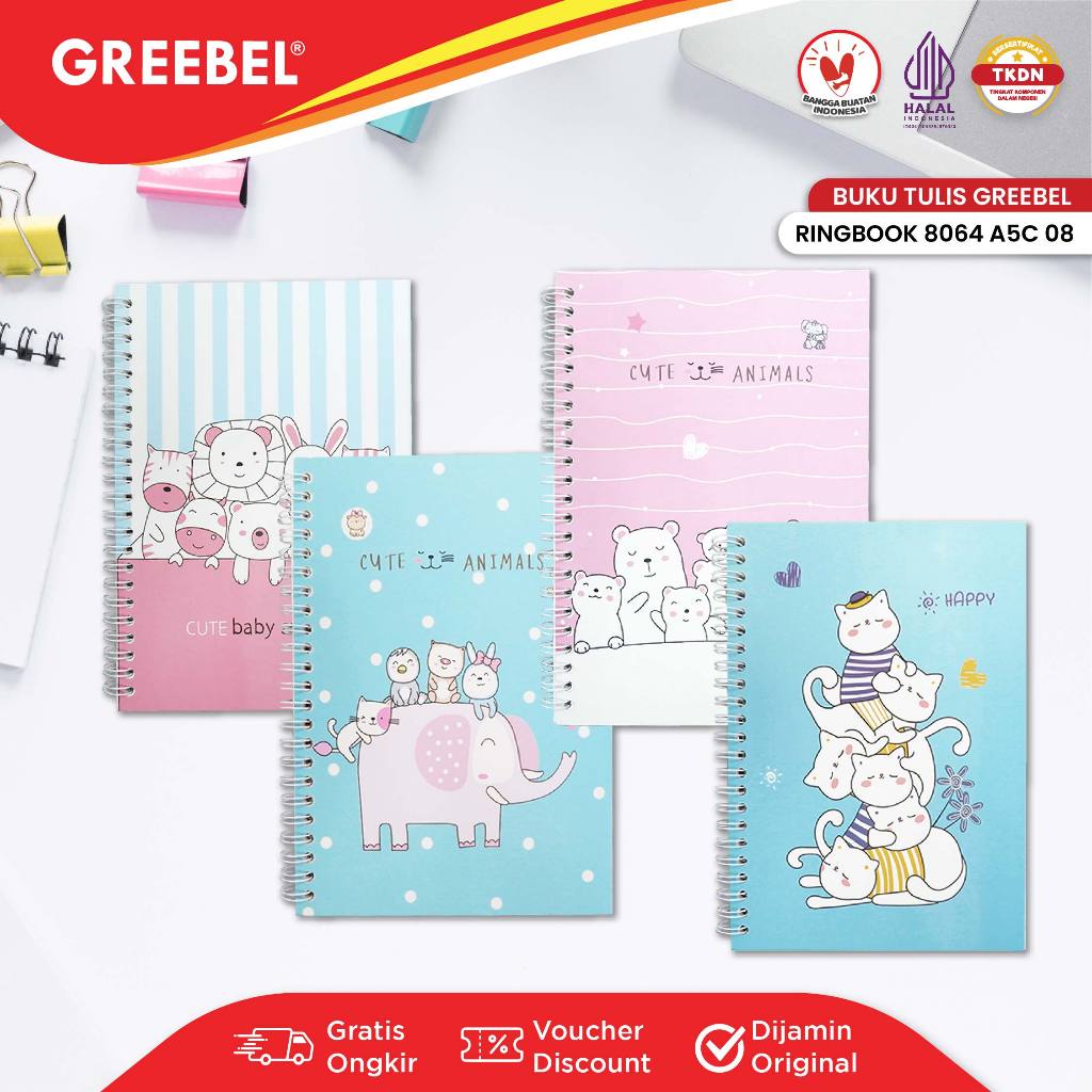 

GREEBEL Notebook Buku Tulis Ring (RING BOOK 8064 A5C 08) / Buku Tulis Catatan Notebook Buku Ring