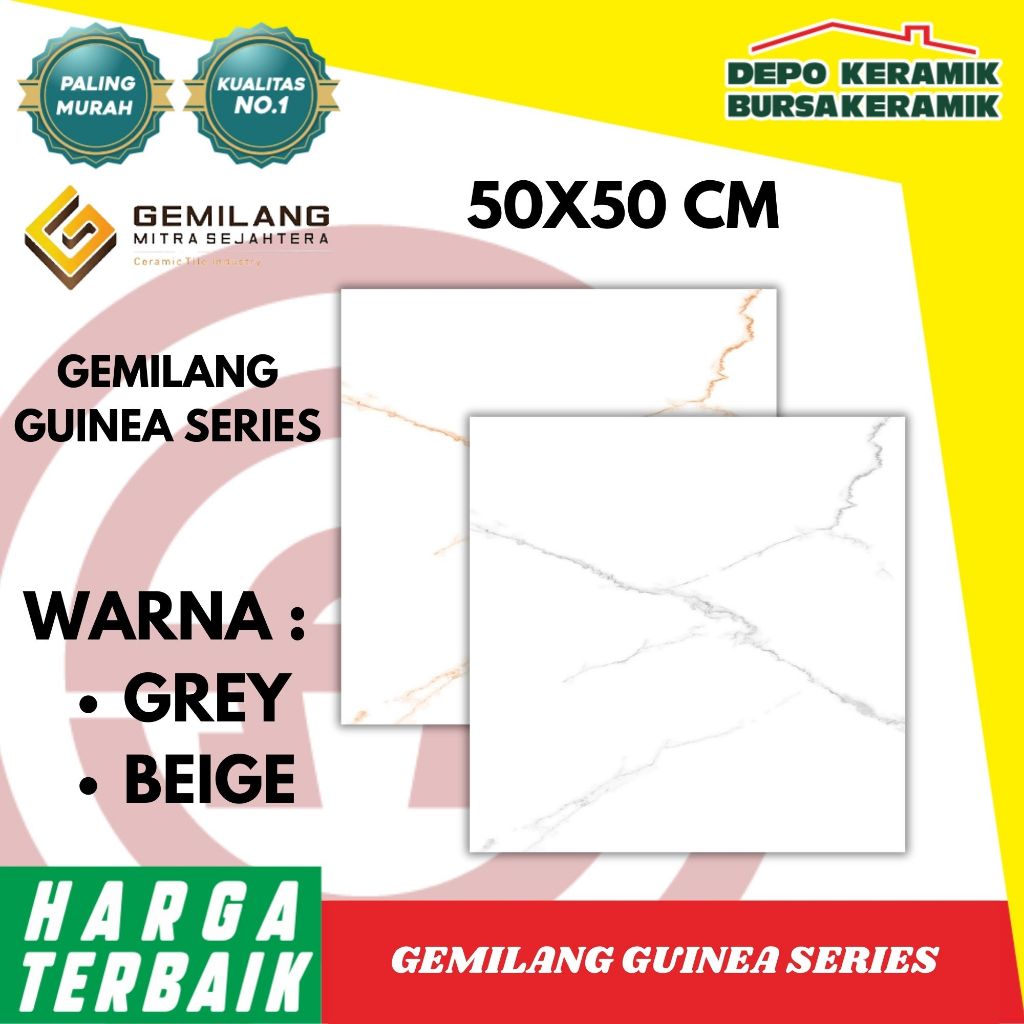 Keramik Motif 50x50 GUINEA SERIES-GEMILANG- Glossy&Marble