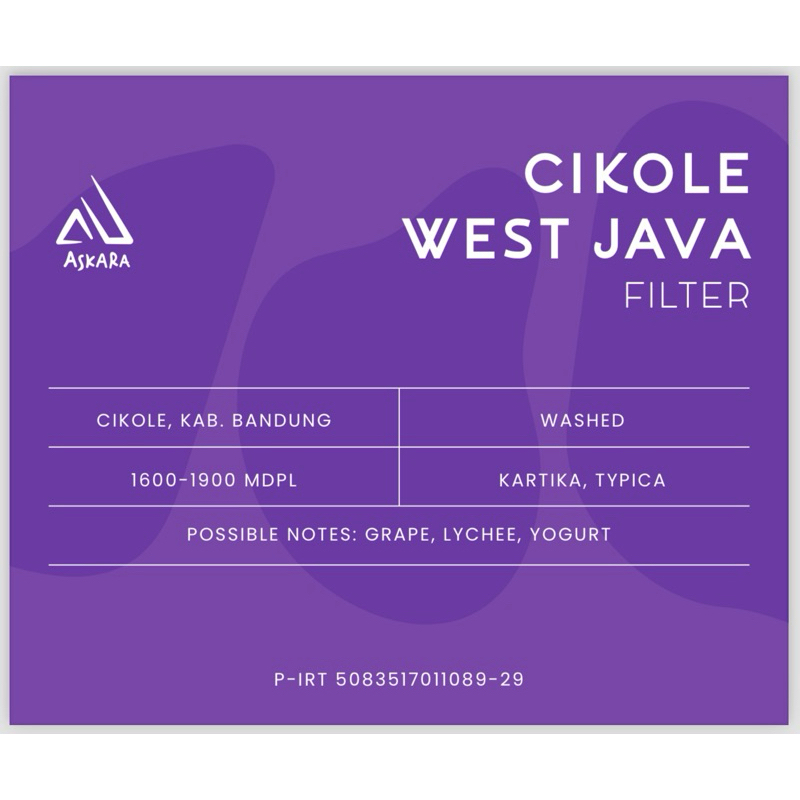 

CIKOLE WEST JAVA, SPECIALTY COFFEE - Filter Roast