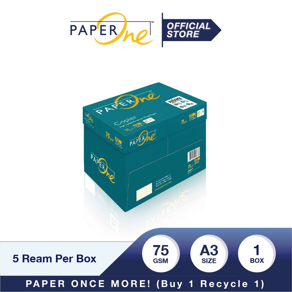 

PaperOne Kertas A3 75gr Copier 1 Box (2500 lembar) Kertas HVS A3 Kertas Fotocopy