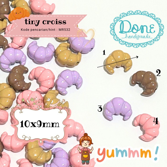 Done handymade manik croissant metal beads bread beads diy meronce mr532