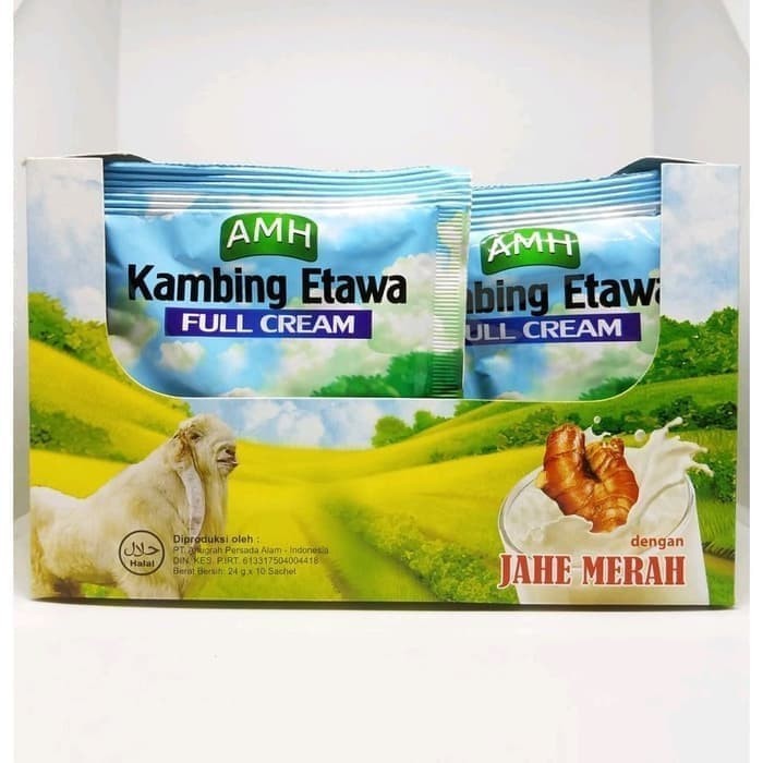 

Susu Kambing Etawa AMH Bubuk Full Cream | Jahe Merah isi 10 sachet