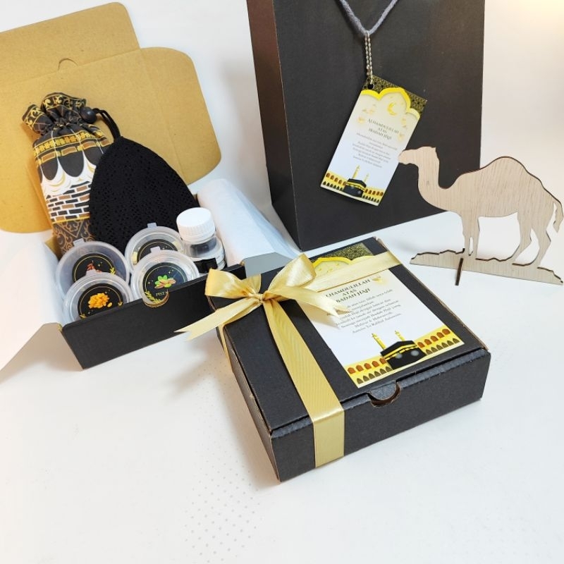 Hampers oleh-oleh haji | souvenir oleh-oleh haji | hampers sajadah | paket makanan umroh