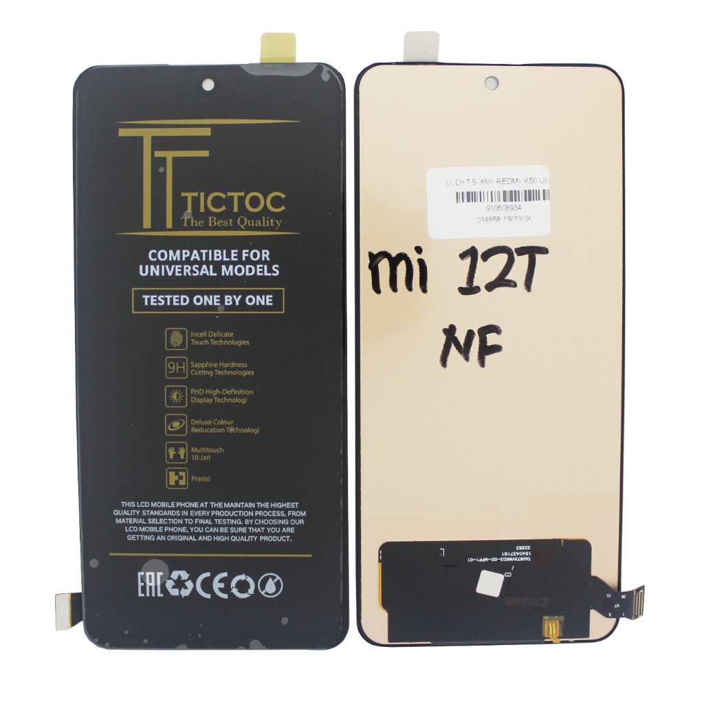 LCD LAYAR GAMBAR XIA 12T NON SENSOR JARI FINGERPRINT KS + TS_ HITAM IN5 12T PRO MI 12T 22071212AG 22