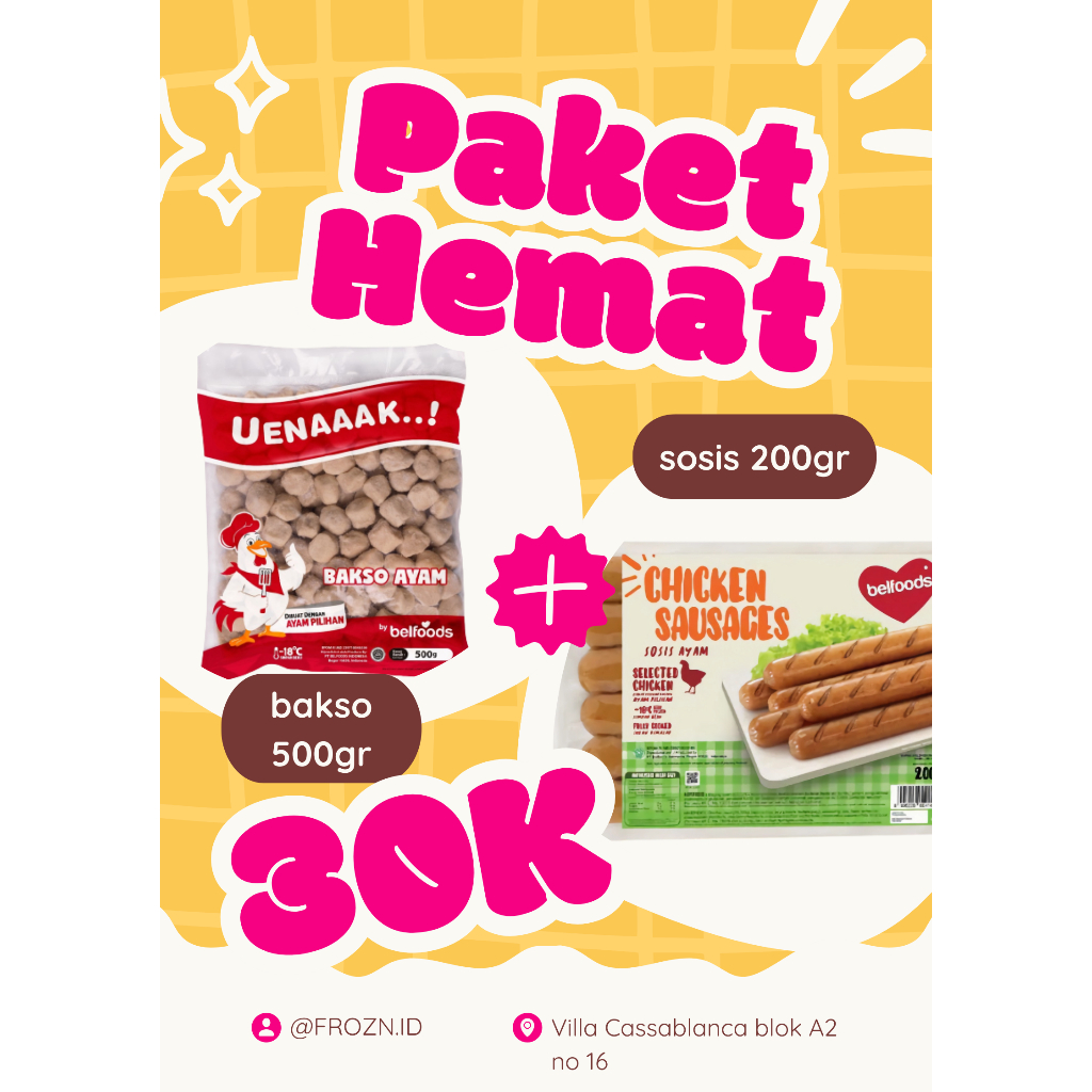 

Paket Hemat Sosis Ayam dan Bakso Ayam frozen