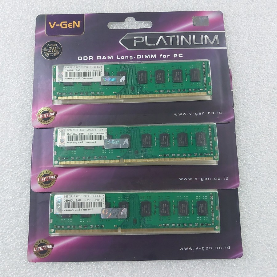 Memory RAM Longdim Ddr3 8gb 12800  V-Gen - Ram pc komputer Ddr3L 8GB 12800 VGEN