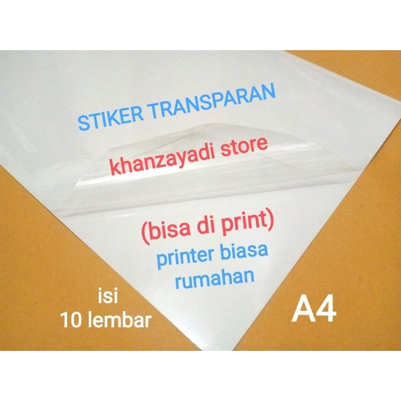 

Kertas Stiker sticker transparan transparant A4 (glossy) bisa di print inkjet high Quality