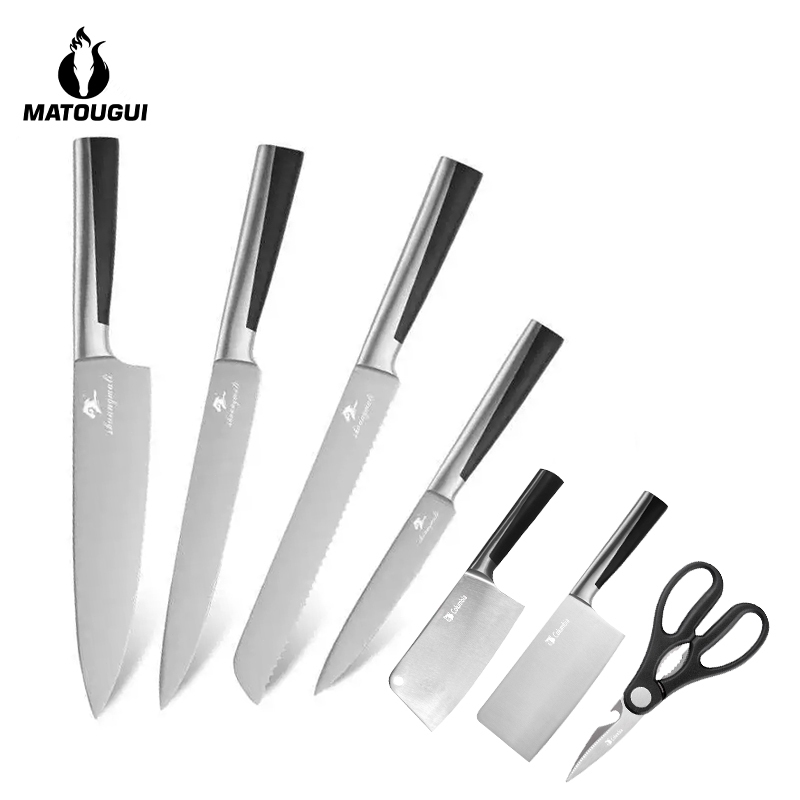 best deals matougui set pisau dapur 7 pcs pisau roti pisau daging pisau tulang pisau buah stainless