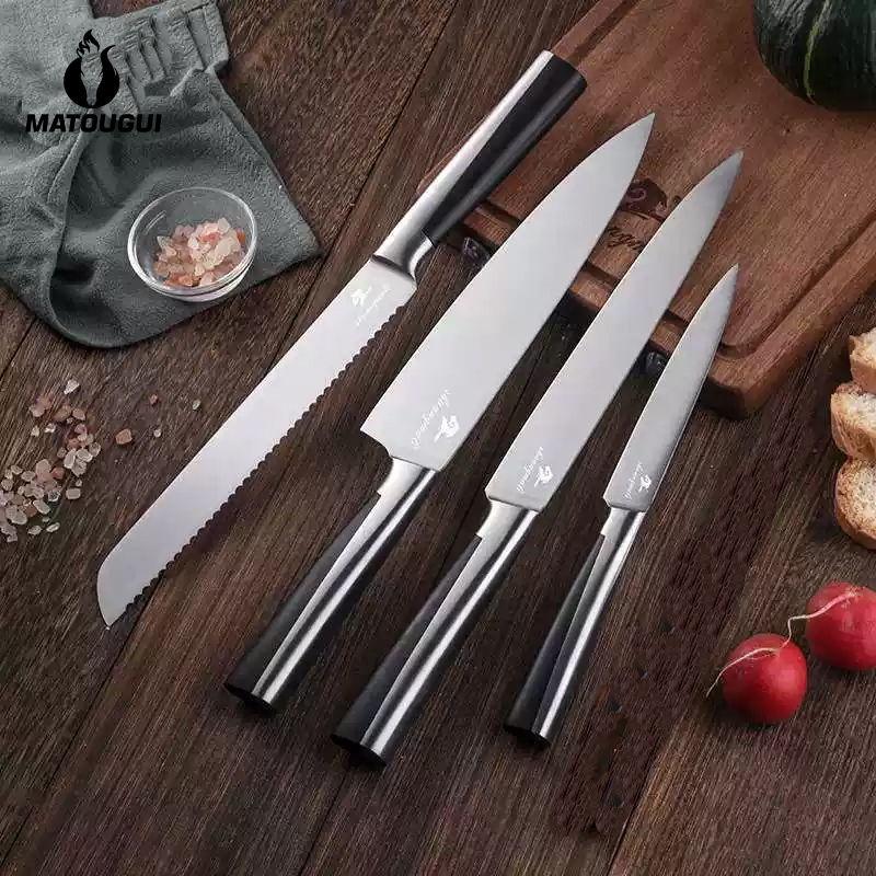 MATOUGUI Set Pisau Dapur 7 Pcs Pisau Roti Pisau Daging Pisau Tulang Pisau Buah Stainless Steel Tajam
