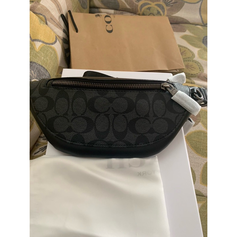PROMO TERBARU Warren Belt Bag in Signature Canvas F78777 Waistbag Pria Hitam with Metal Clip FULLSET