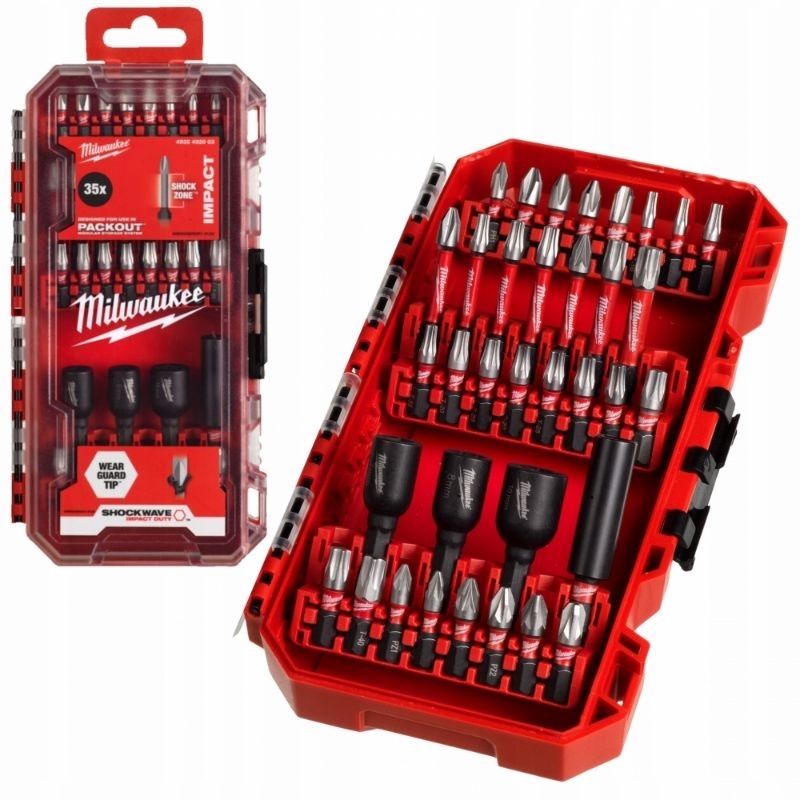 MILWAUKEE 4932 4920 03 - 35pcs SHOCKWAVE IMPACT DUTY PACKOUT MODULAR STORAGE SYSTEM Mata Obeng Set