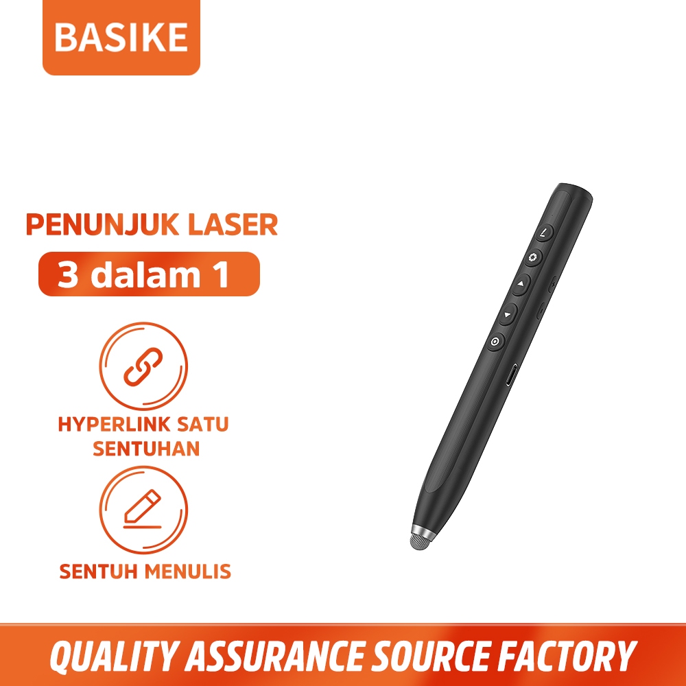 RUMPIN BASIKE Laser Pointer Pen Presentasi Wireless Dapat ditulis layar sentuh penyesuaian volume