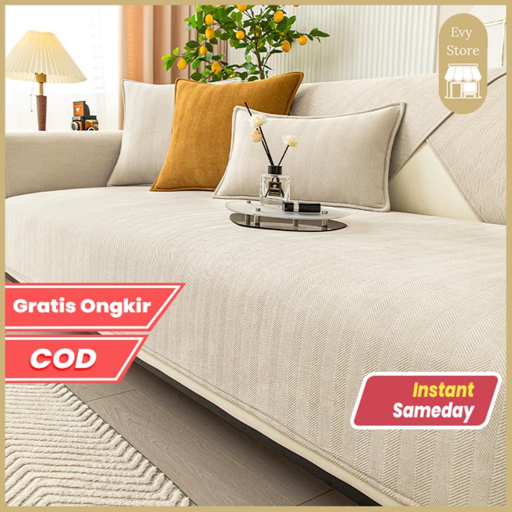 Evy Store Cover Sarung Sofa 1 2 3 4 Seater Penutup Alas Kursi Sofa Leter L Mewah Lembut Anti Debu