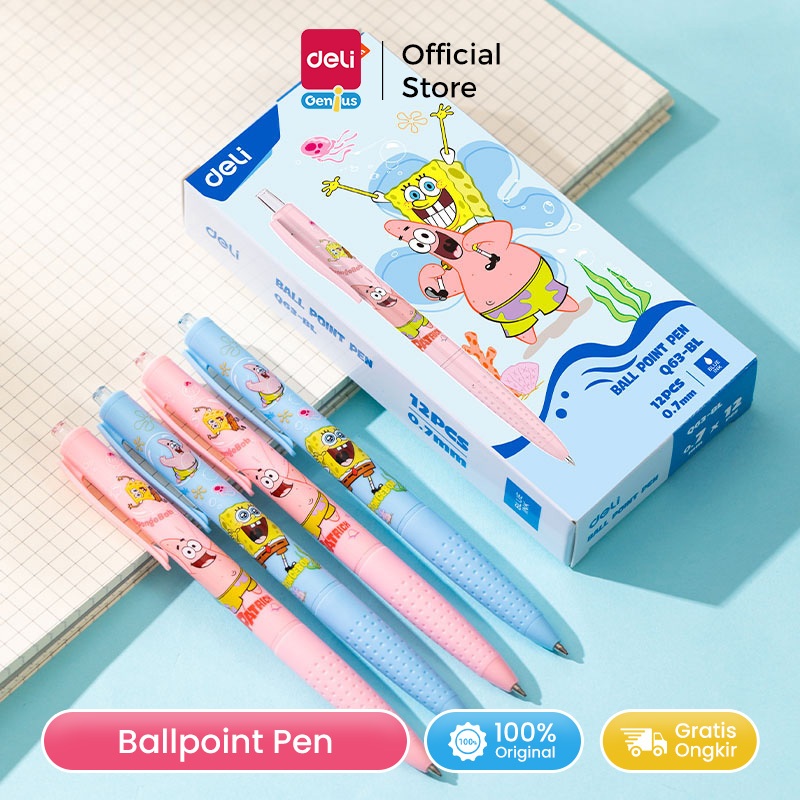 

Deli Pulpen / Ball Point Pen Bullet tip Tinta Biru Spongebob Special Edition EQ63