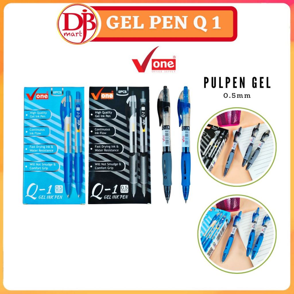 

DJB - 12 Pcs Pulpen GEL PEN Q 1 V ONE Bulpen TINTA OIL V-One