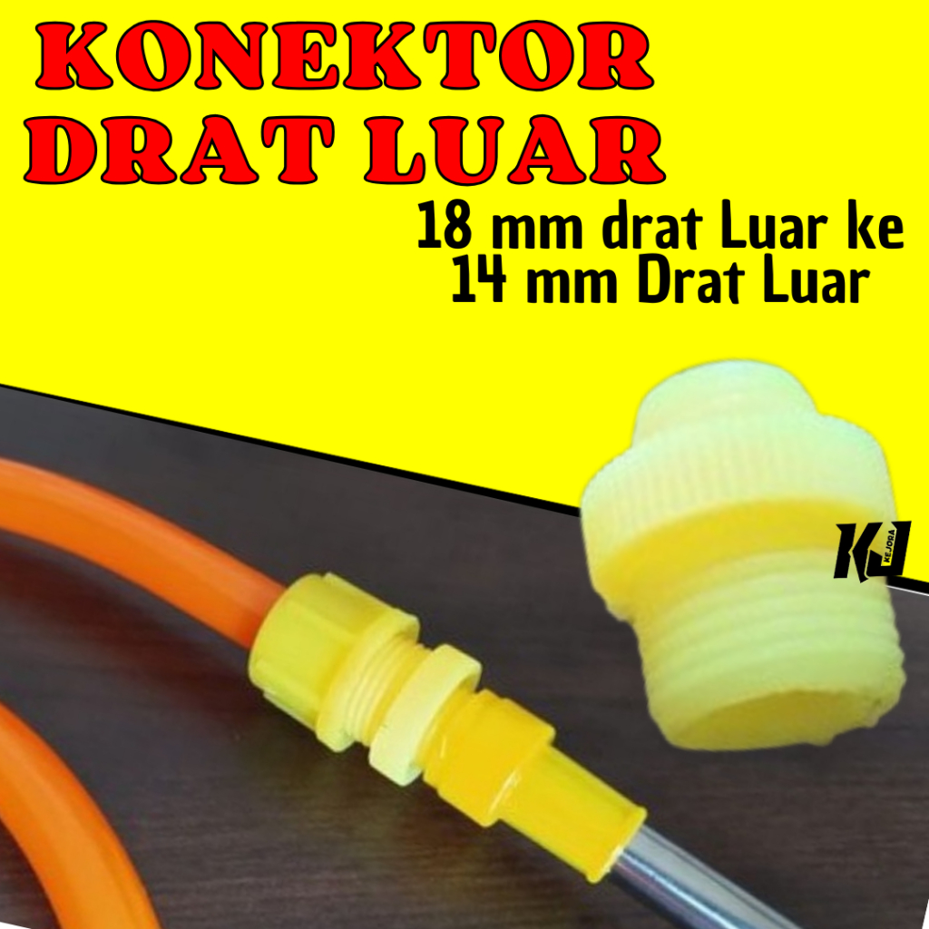Konektor Stik Sprayer 18 mm drat Luar ke 14 mm Drat Luar - Sambungan Stik ke Selang