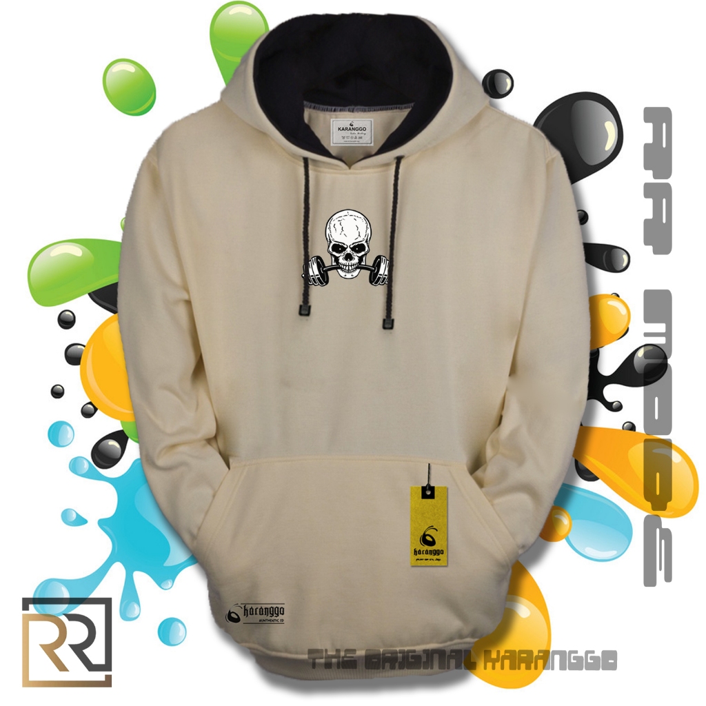 Hoodie Pria Wanita Distro Original Brand Local Asli Bandung Warna Cream Bahan Tebal