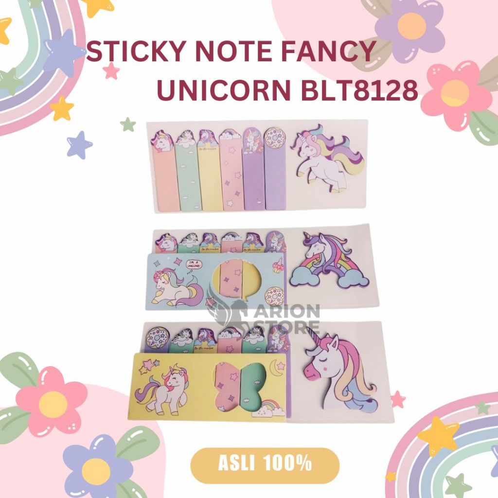 

[ARION STORE] STICKY NOTE FANCY UNICORN BLT8128 / INDEX / PEMBATAS BUKU / MEMO [SET]