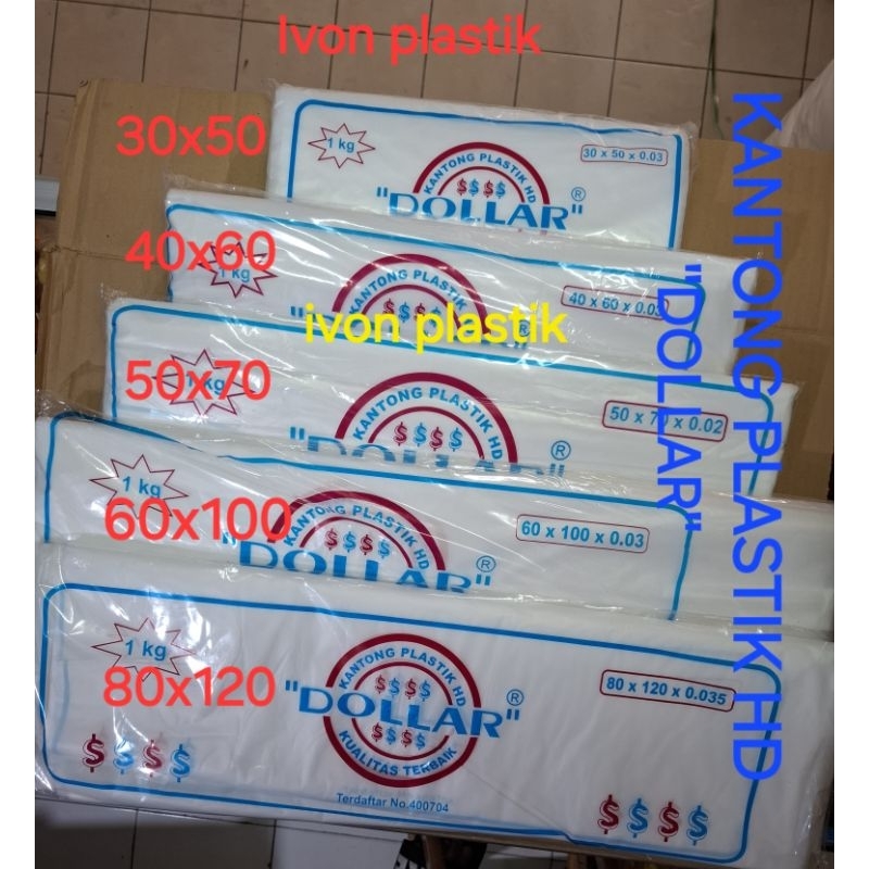 Plastik HD DOLLAR Uk 30x50 / 40x60 / 50x70 / 50x80 / 60x100 / 80x120 Plastik Tahan Panas