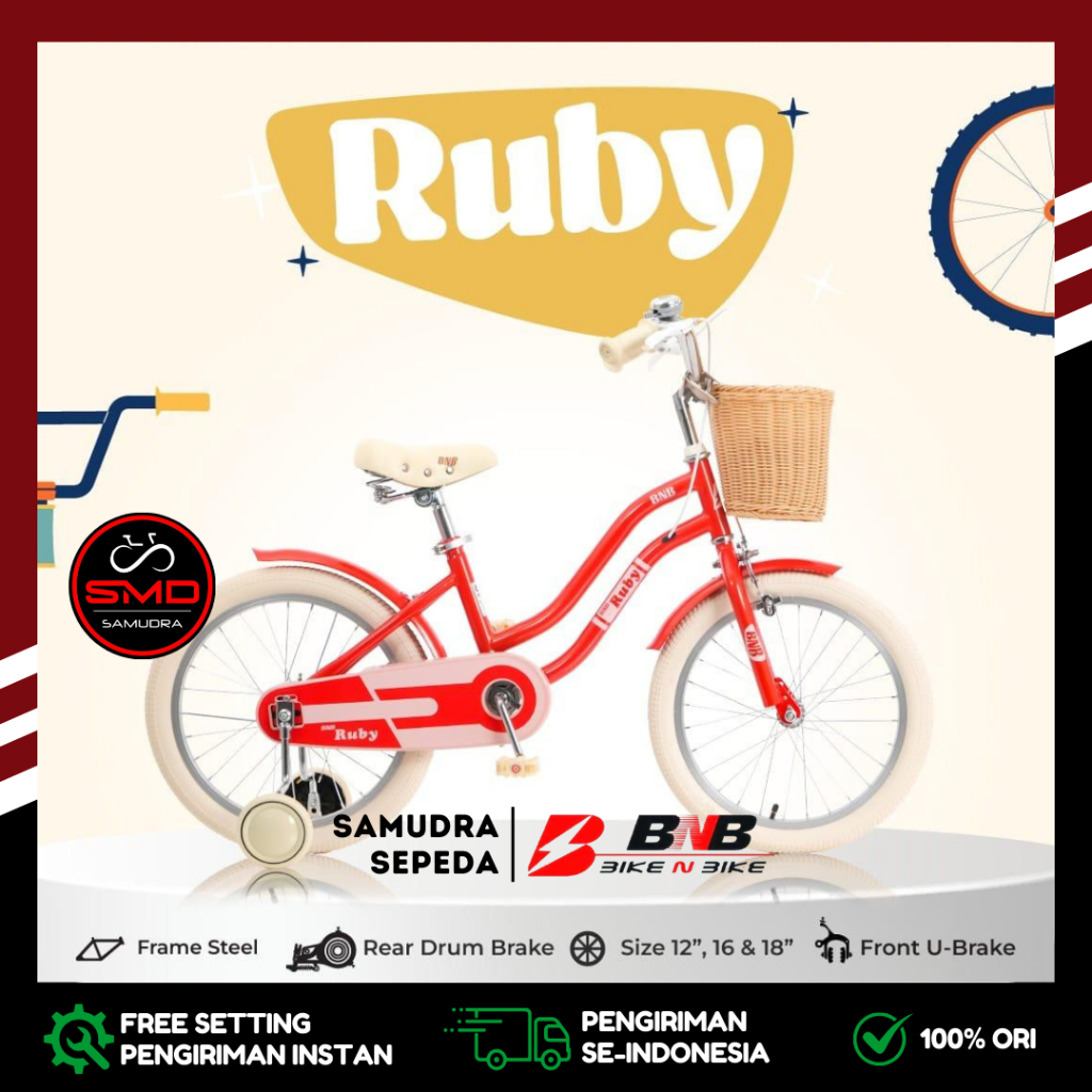 Sepeda Anak Mini Keranjang Merk BNB CTB City Bike RUBY 12 16 18 inch Model Retro LONDON TAXI