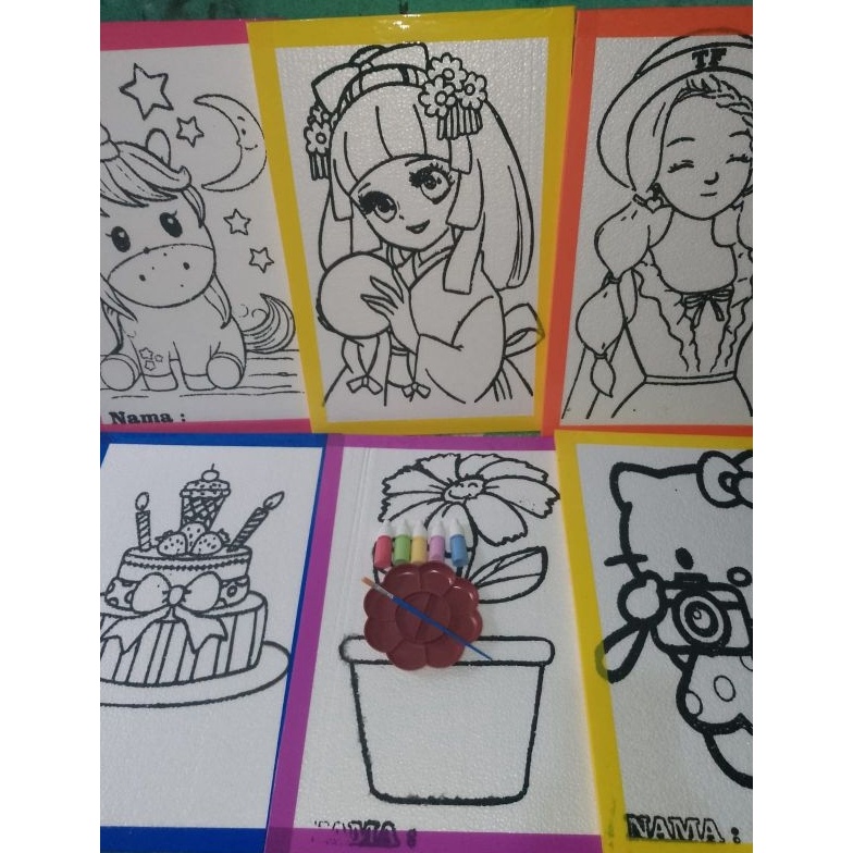 

KODE D76N paket 6 pics cat 5 warna palet cat kuas lukis sterofoam double