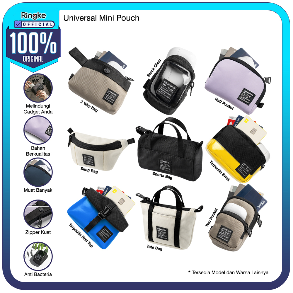 Ringke Mini Pouch Tempat AirpodsCasing Buds Earphone Handset Carabiner