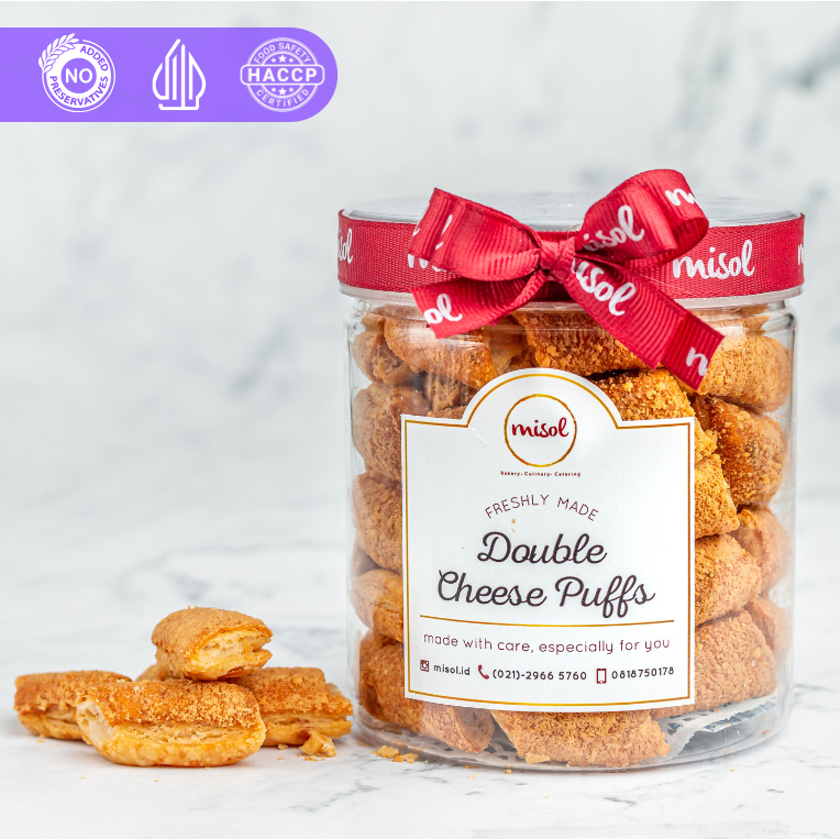 

Double Cheese Puffs Kue Kering MISOL netto 100 Gr kemasan toples bulat
