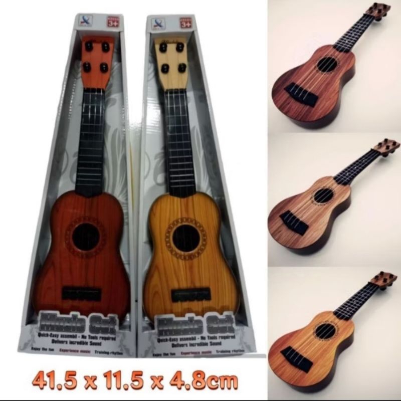 Mainan Anak Gitar Ukulele motif kayu