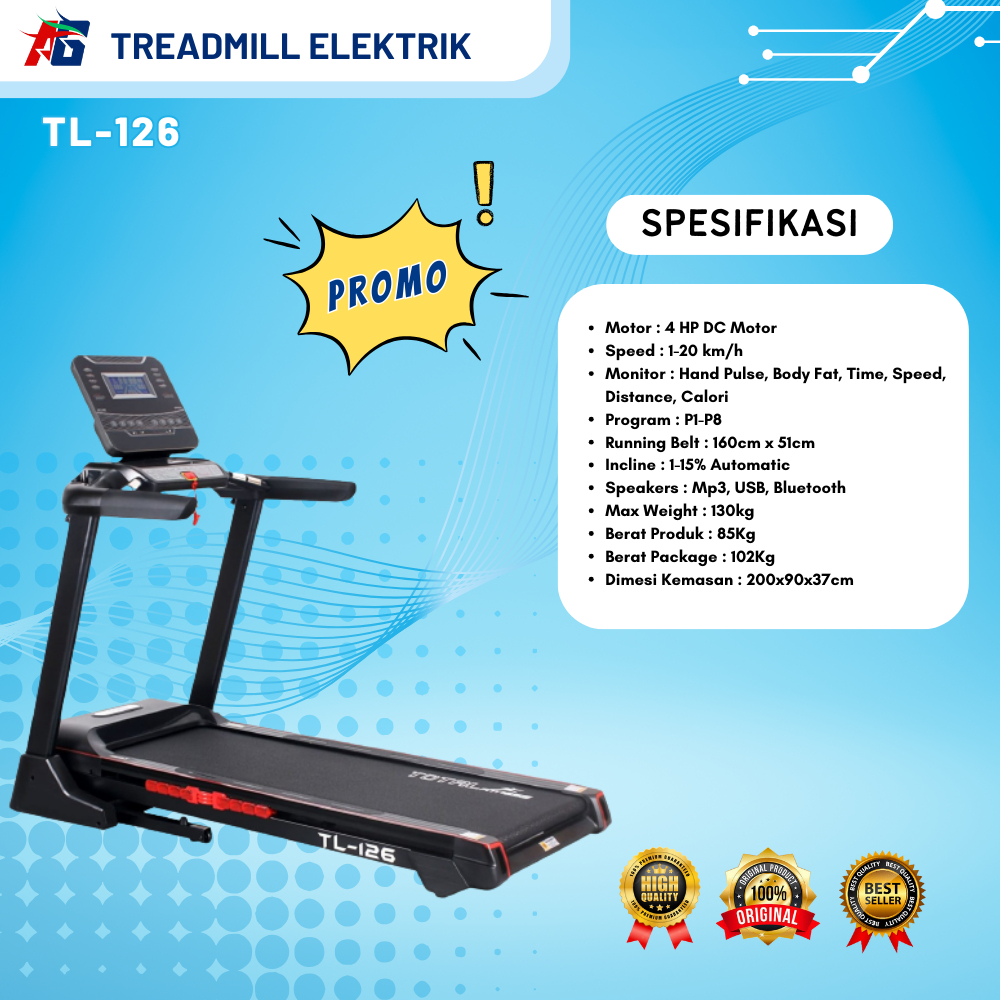 Big Treadmill Elektrik Treadmil Listrik TL 126 Total Fitness