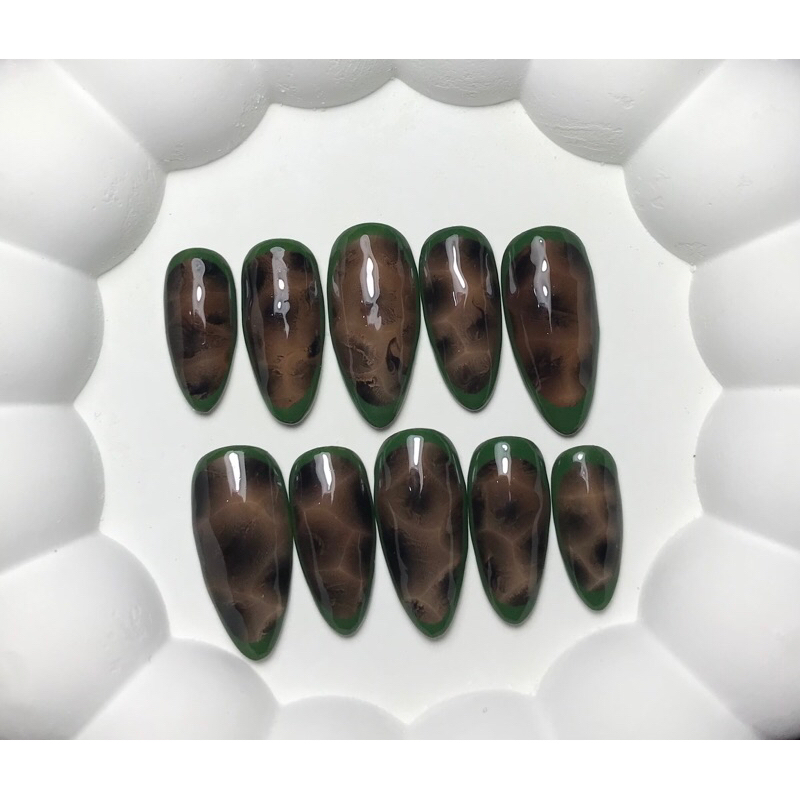 LEOPARD MOTIF|PRESS ON NAILS|FAKE NAILS|KUKU PALSU |CUSTOM MOTIF/UKURAN