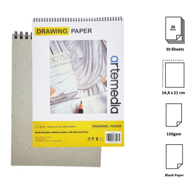 

Borong Sekarang Buku Gambar Sketsa Artemedia 15 gsm Drawing Paper Book A5 A4 Wire Bound Sketchbook