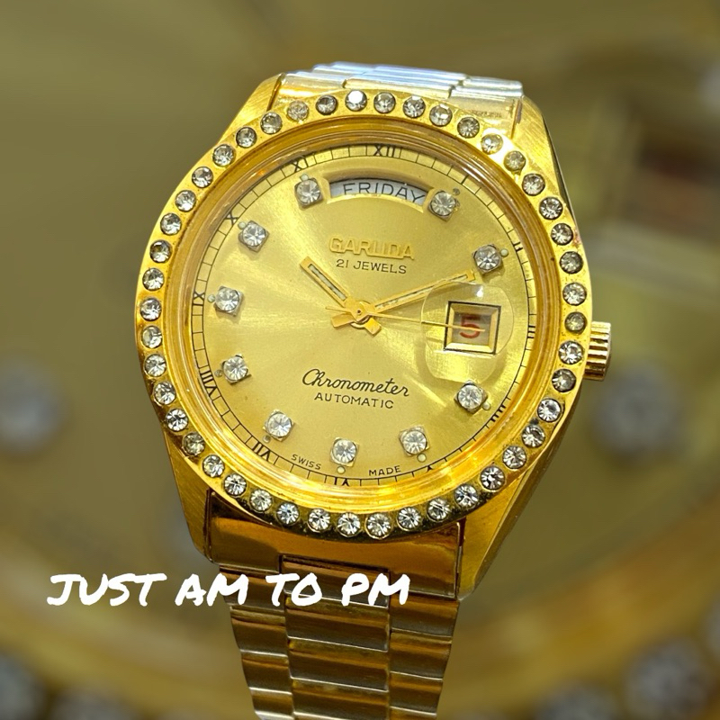 jam tangan garuda president style vintage gold
