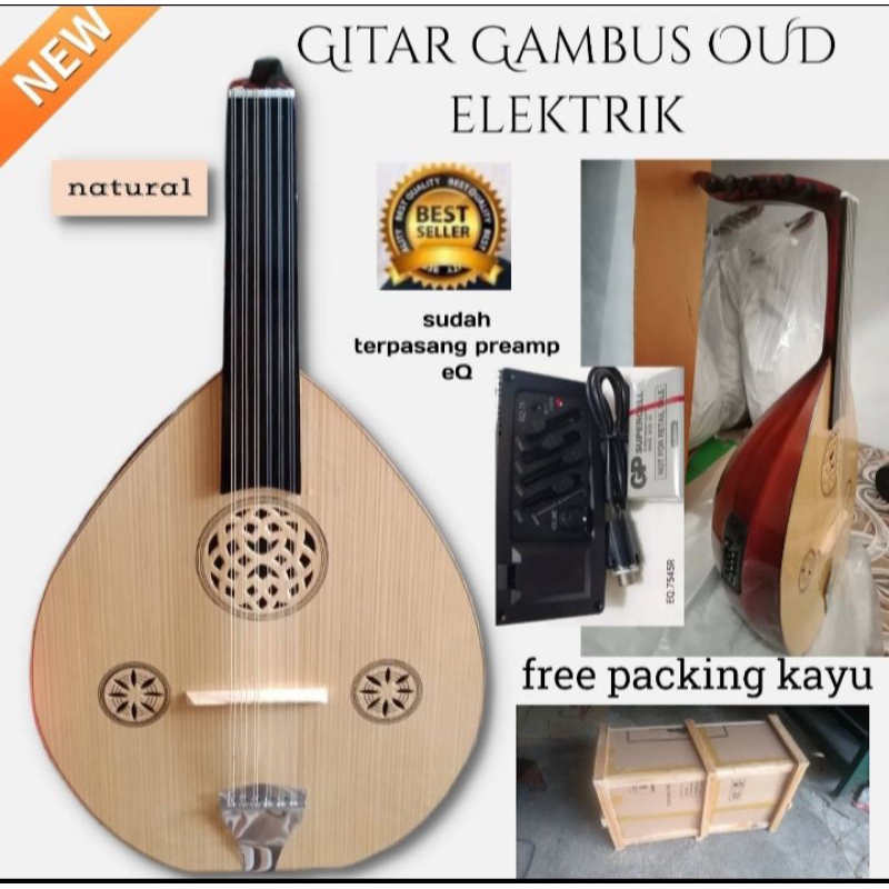 gambus akustik elektrik free packing kayu